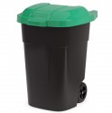 Бак для мусора на колесах Альтернатива М4663 Черно-зеленый 65л