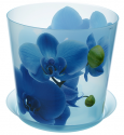 Кашпо 2.4л "Деко" Орхидея голубая с подставкой М3106