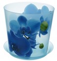 Кашпо 1.2л "Деко" Орхидея голубая с подставкой М3105