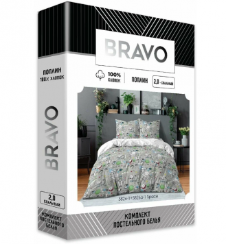 Постельное белье 2-спальное BRAVO Collection 5826-1+5826а-1 Space (наволочки 70х70)