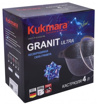 Кастрюля KUKMARA "Granit Ultra" Red кга42а 4л