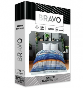 Постельное белье 2-спальное BRAVO Collection 4136-1+4136а-1 Марино (наволочки 70х70)