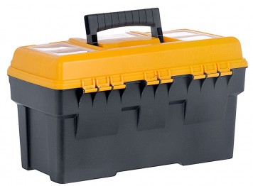 Ящик для инструментов ТИТАН М-18 (с секциями) Черный с желтым М2936