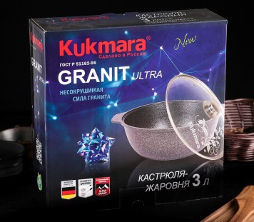 Кастрюля-жаровня KUKMARA "Granit Ultra" Original жго31а 3л