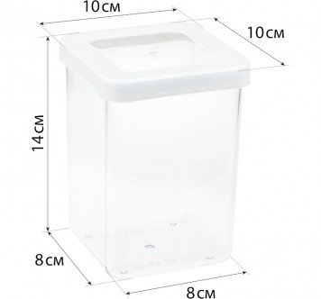 Емкость для сыпучих продуктов квадратная IDEA Степ М1292 Белый 10х10хh14 см 1л