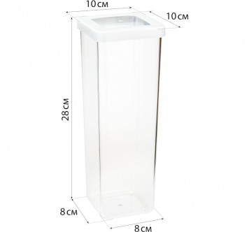 Емкость для сыпучих продуктов квадратная IDEA Степ М1294 Белый 10х10хh28 см 1.9л
