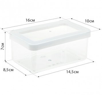 Емкость для сыпучих продуктов прямоугольная IDEA Степ М1295 Белый 16х10хh7 см 0.8л