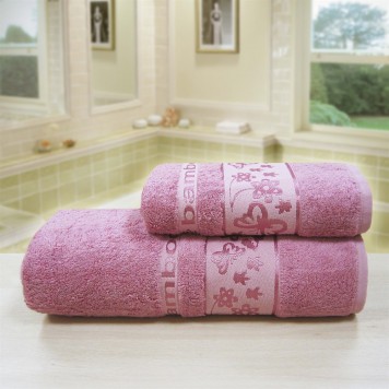 Махровое полотенце Bravo Бамбук Бабочки 50х90 розовое