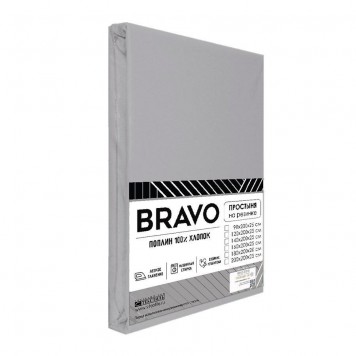 Простыня на резинке BRAVO 5110-1 Темно-серый 90х200