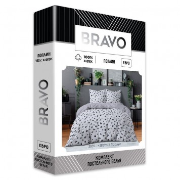 Постельное белье Евро BRAVO Collection 5839-1+5839а-1 Пардус (наволочки 70х70)
