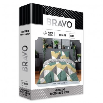 Постельное белье Евро BRAVO Collection 5856-1+4414A-1 Вито (наволочки 70х70)