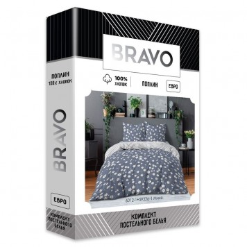 Постельное белье Евро BRAVO Collection 6012-1+5933а-1 Миле (наволочки 70х70)