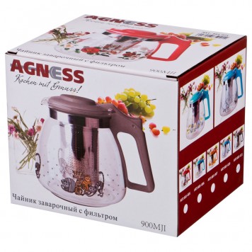 Чайник заварочный AGNESS Озорные коты 885-021 с фильтром 900мл